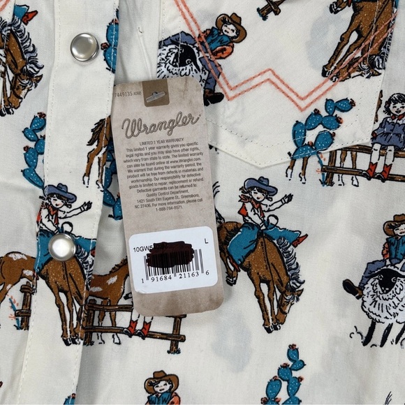 WRANGLER GIRLS L LONG SLEEVE COWGIRL BRONCO BUSTING WESTERN PEARL SNAP NWT - Picture 11 of 13